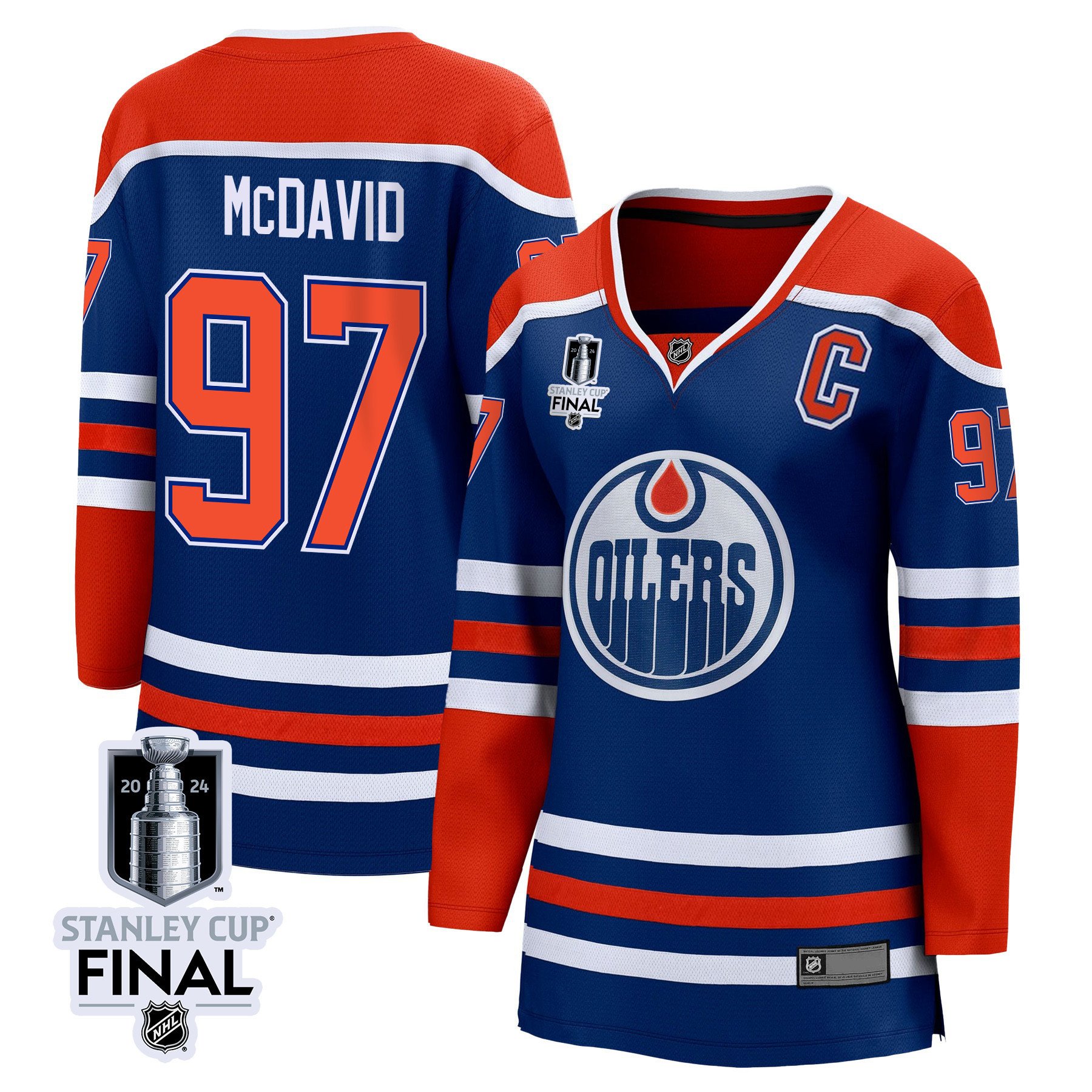 Connor McDavid 97 Edmonton Oilers 2024 STANLEY CUP Final Women's Home Hockey Jersey - Royal - JS895 