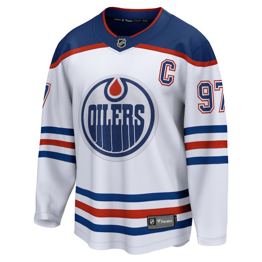 Alternative view of Connor McDavid 97 Edmonton Oilers Away Breakaway Hockey Jersey - Men, White - JS443 