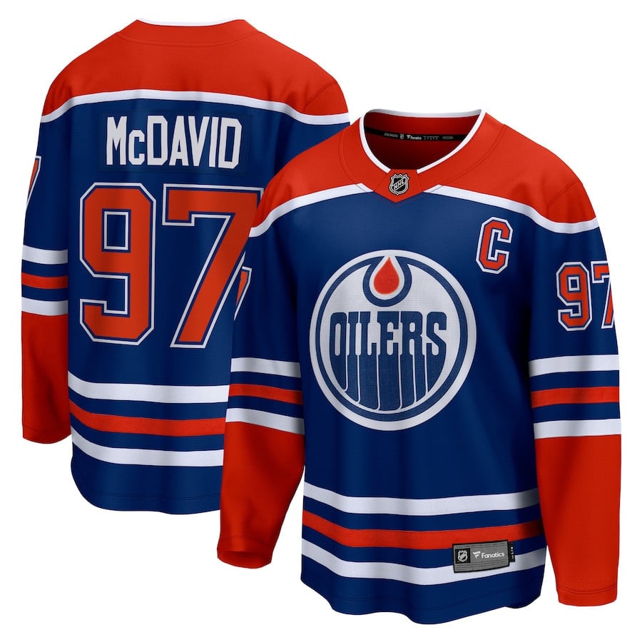 Connor McDavid 97 Edmonton Oilers Home Breakaway Hockey Jersey - Men, Navy - JS118 