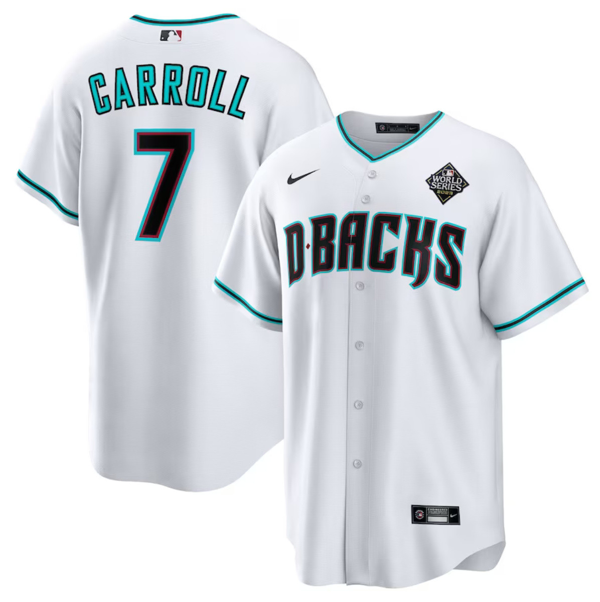 Corbin Carroll 7 Arizona Diamondbacks 2023 World Series Alternate Men Baseball Jersey - White