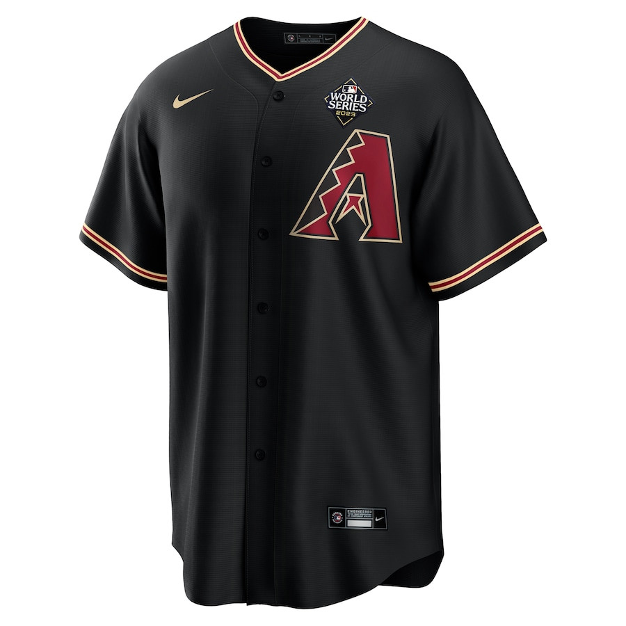 Alternative view of Corbin Carroll 7 Arizona Diamondbacks 2023 World Series Men Baseball Jersey - Black