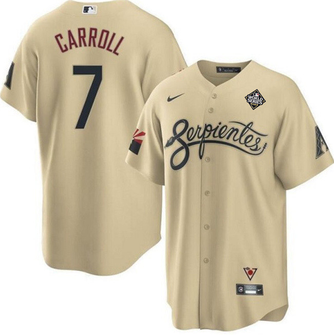 Corbin Carroll 7 Arizona Diamondbacks 2023 World Series Men Baseball Jersey - Gold