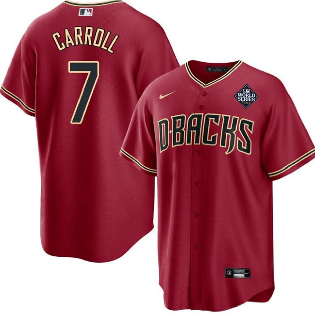 Corbin Carroll 7 Arizona Diamondbacks 2023 World Series Men Baseball Jersey - Red