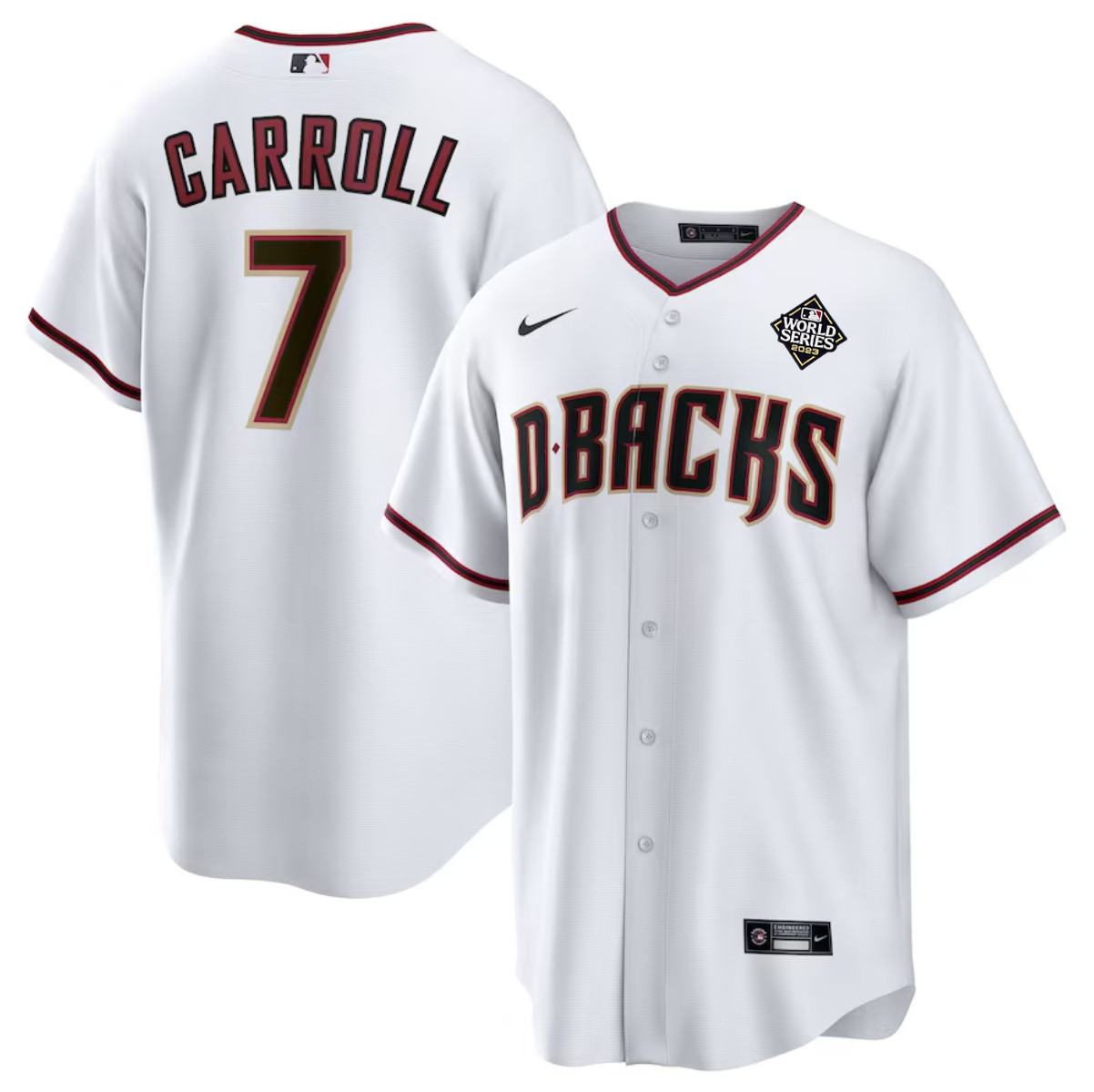 Corbin Carroll 7 Arizona Diamondbacks 2023 World Series Men Baseball Jersey - White