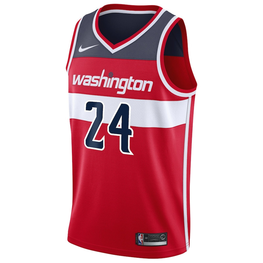 Alternative view of Corey Kispert 24 Washington Wizards Unisex Swingman Basketball Jersey - Icon Edition - Red - JS996 
