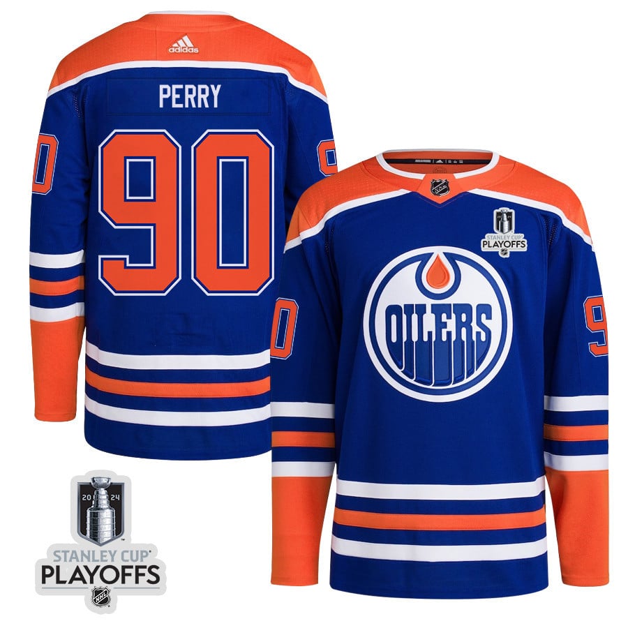 Corey Perry 90 Edmonton Oilers 2024 NHL Playoffs Patch Home Hockey Jersey - Men - JS611 