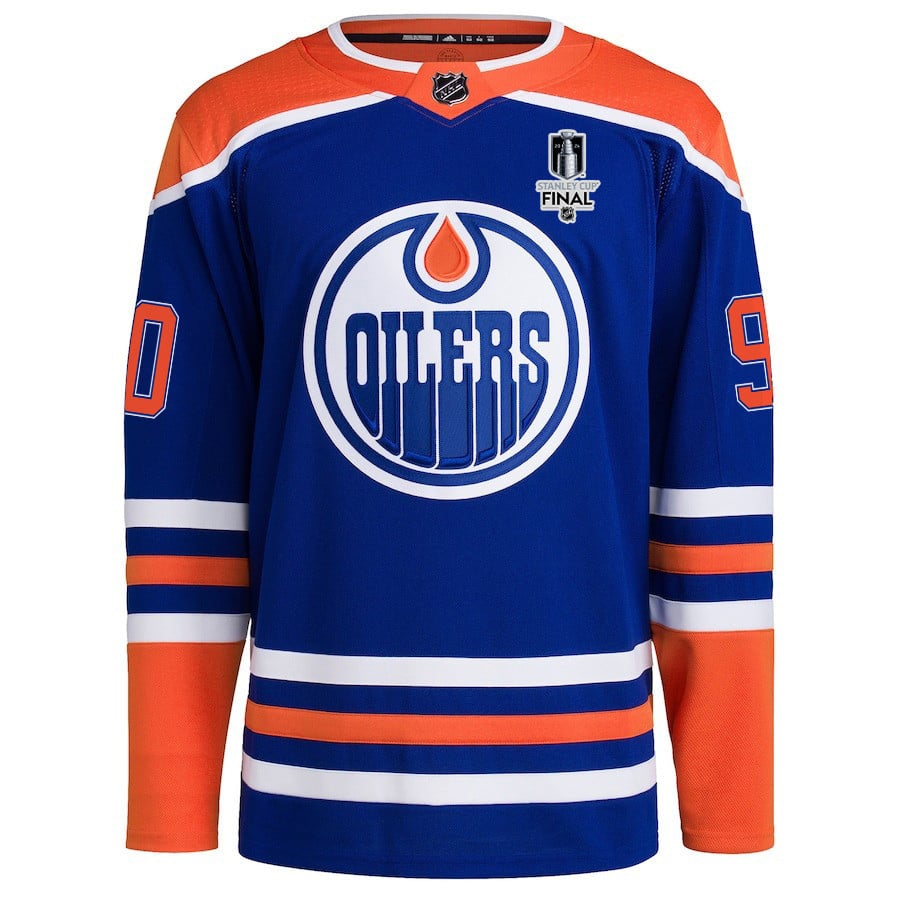Alternative view of Corey Perry 90 Edmonton Oilers 2024 STANLEY CUP Final Home Primegreen Hockey Jersey - Men, Royal - JS953 