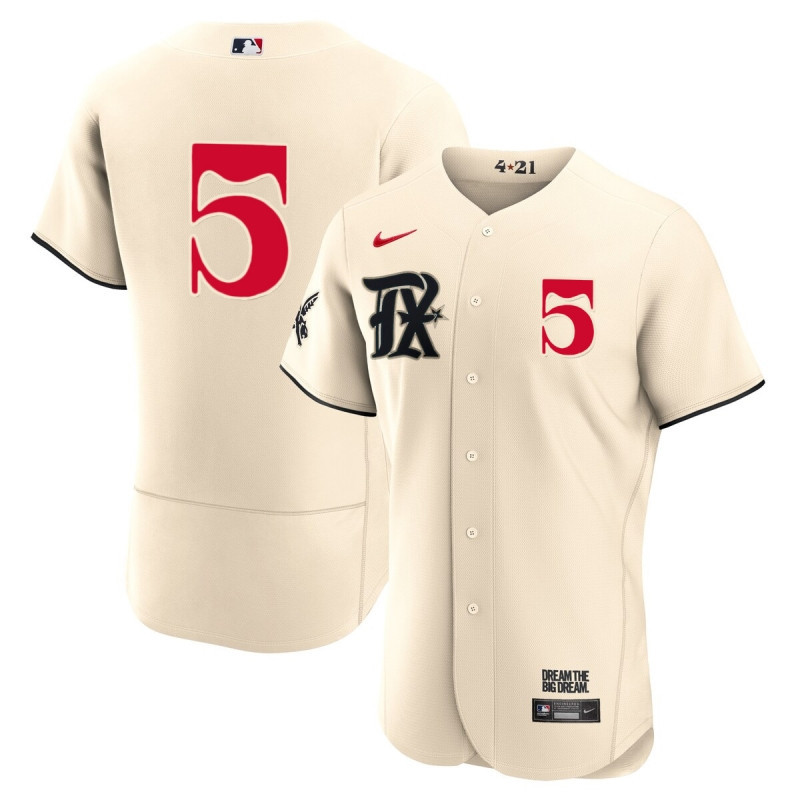 Corey Seager 5 Texas Rangers 2023 City Connect Flex Base Elite Jersey - Cream - JS492 