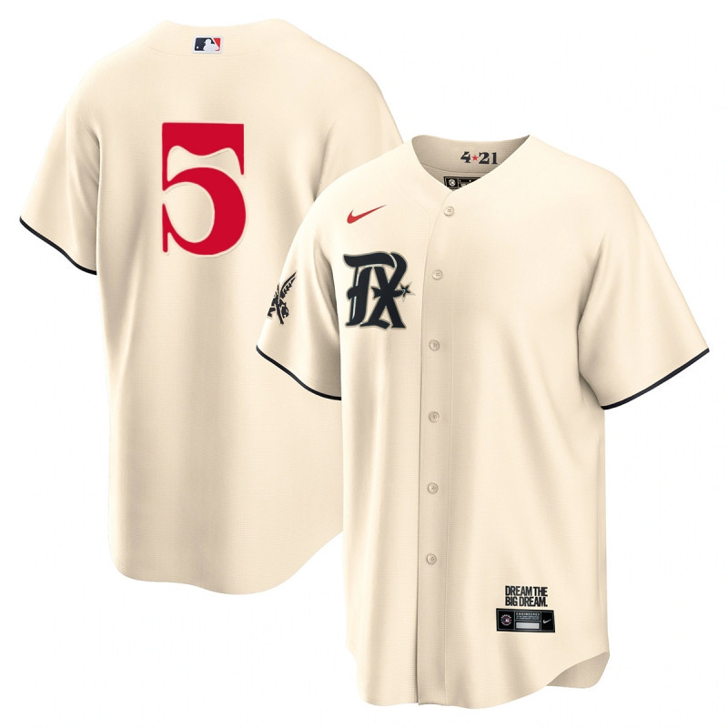 Corey Seager 5 Texas Rangers 2023 City Connect Game Jersey - Cream - JS949 