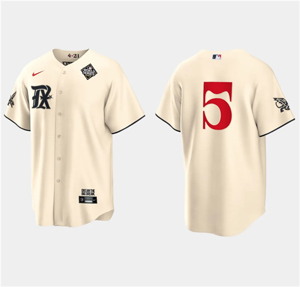 Corey Seager 5 Texas Rangers 2023 World Series Stitched Baseball Jersey - Cream - JS570 