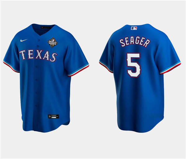Corey Seager 5 Texas Rangers 2023 World Series Stitched Baseball Jersey - Royal - JS227 