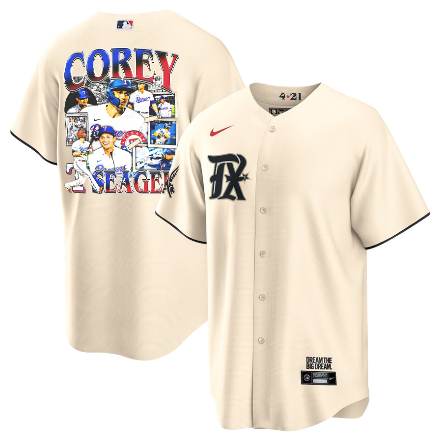 Corey Seager 5 Texas Rangers Journey 2023 City Connect Player Men Baseball Jersey - Cream - JS961 