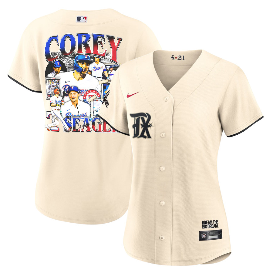 Corey Seager 5 Texas Rangers Journey 2023 City Connect Player Women Baseball Jersey - Cream - JS199 
