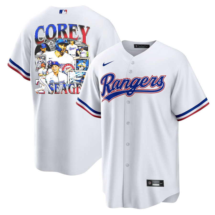 Corey Seager 5 Texas Rangers Journey 2023 Home Player Men Baseball Jersey - White - JS742 