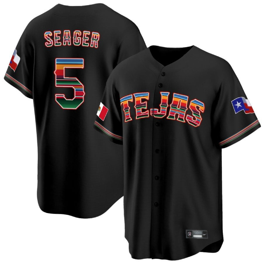 Corey Seager 5 Texas Rangers Mexican Collection Baseball Men Baseball Jersey - Black - JS285 
