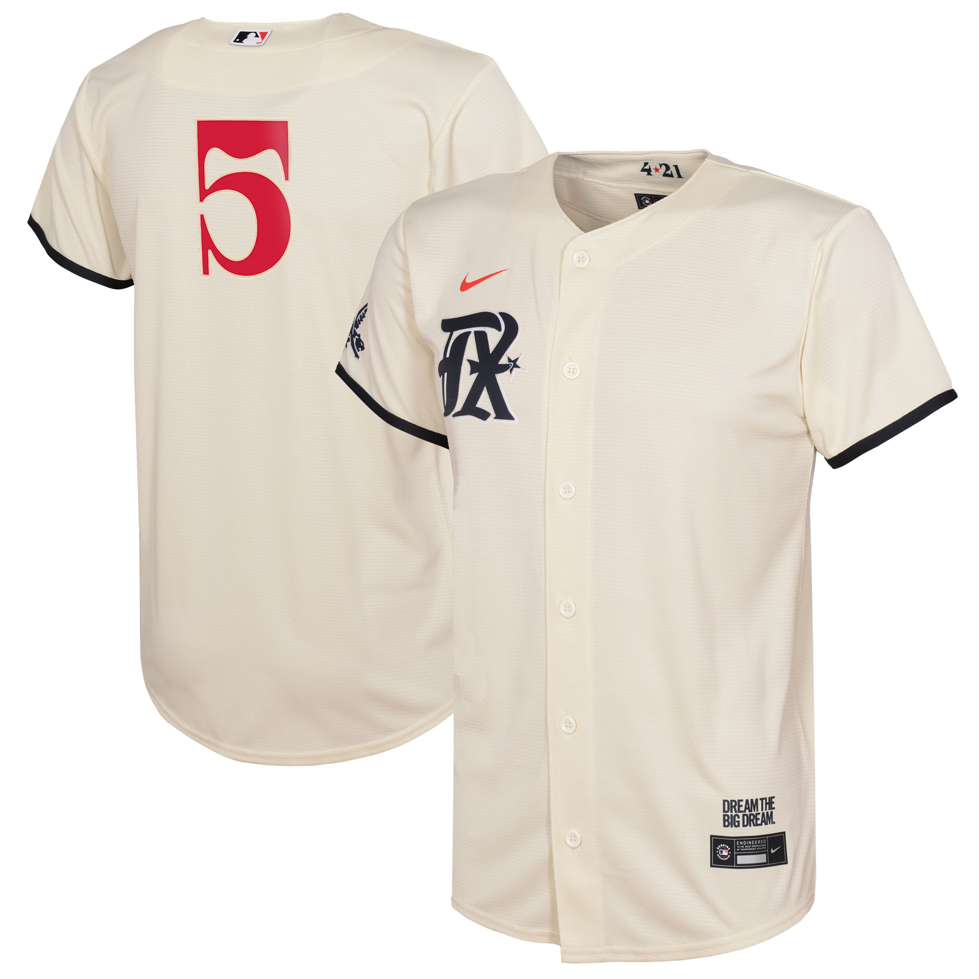 Alternative view of Corey Seager Texas Rangers Youth 2023 City Connect Replica Player Baseball Jersey - Cream