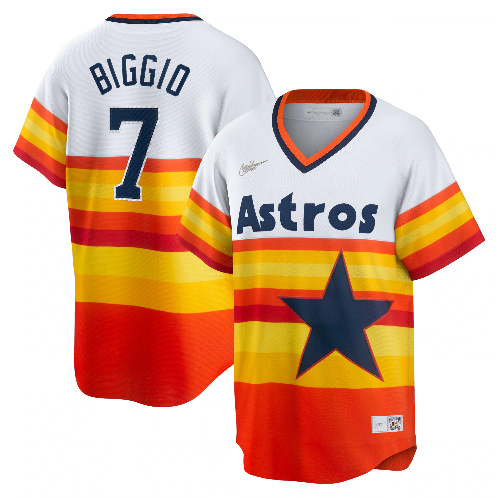Alternative view of Craig Biggio Houston Astros Home Cooperstown Collection Player Baseball Jersey – White