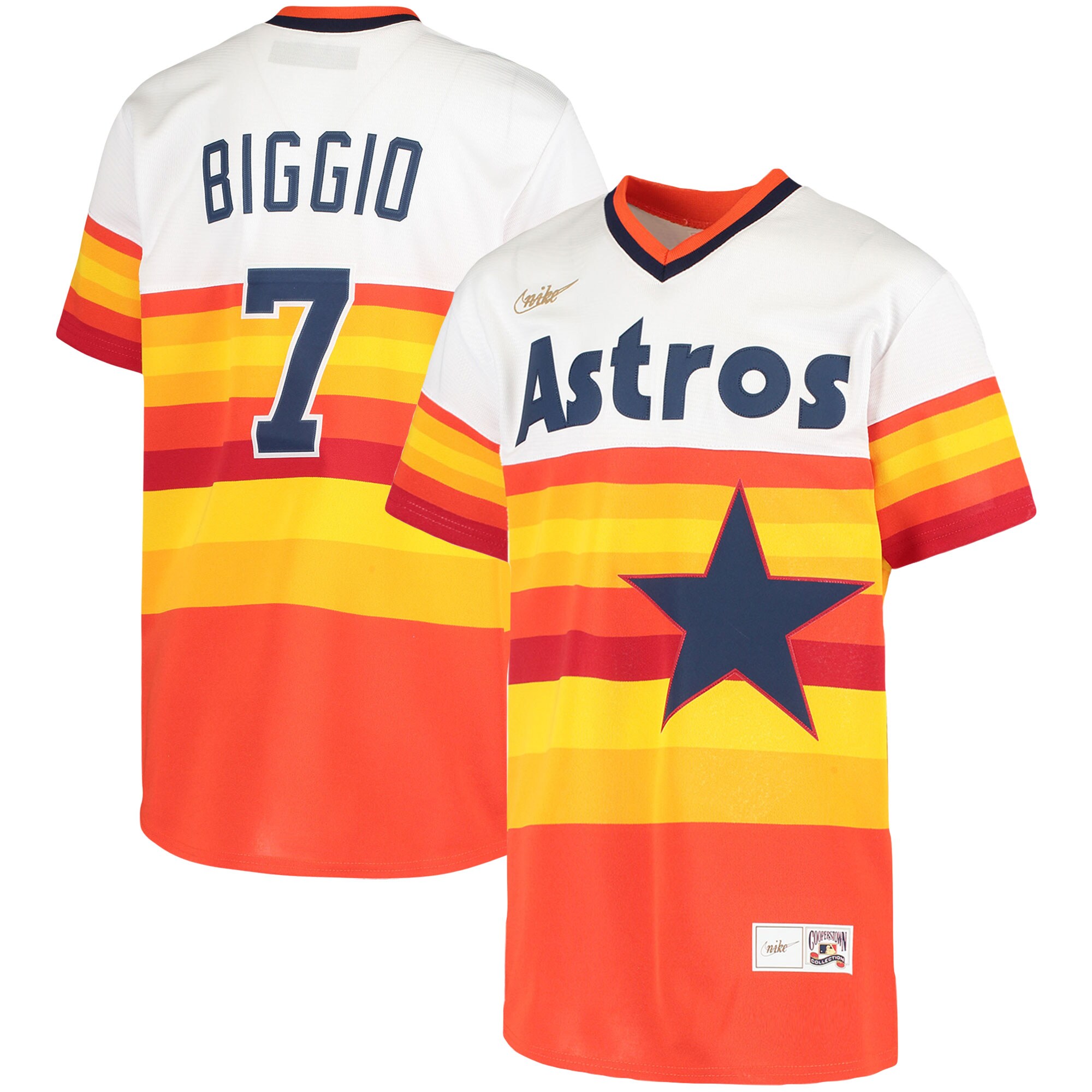 Alternative view of Craig Biggio Houston Astros Youth Home Cooperstown Collection Player Baseball Jersey - White