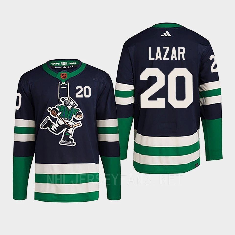 Curtis Lazar 20 Reverse Retro 2.0 2022 Vancouver Canucks Navy Hockey Jersey Primegreen - JS562 