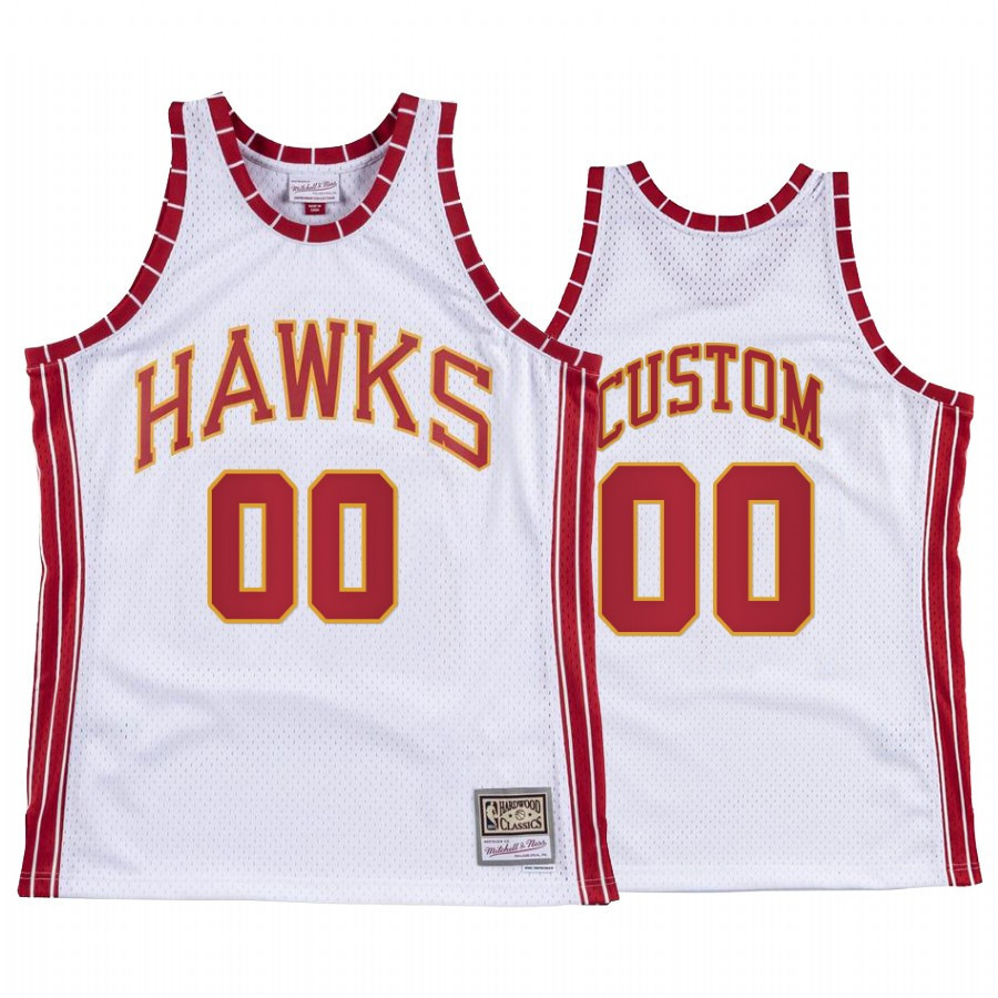 Custom 00 Atlanta Hawks Hardwood Classics Basketball Jersey White - JS584 