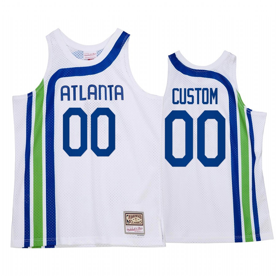 Custom 00 Atlanta Hawks HWC Throwback Basketball Jersey White - JS822 