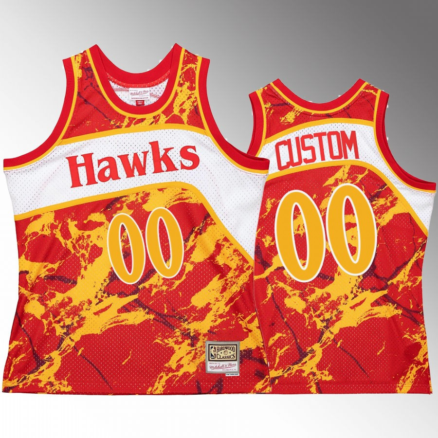 Custom 00 Atlanta Hawks Marble Swingman Red Hardwood Classics Basketball Jersey - JS687 