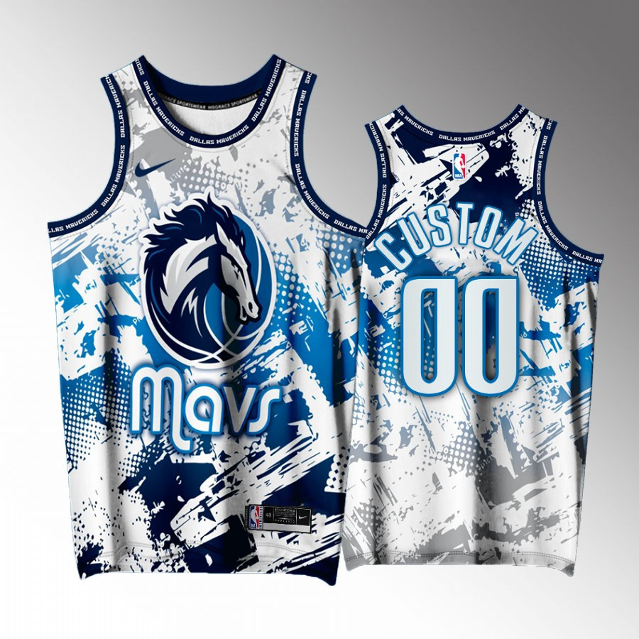Custom 00 Dallas Mavericks White Printing Men Basketball Jersey Splash City Exclusive Edition - JS194 