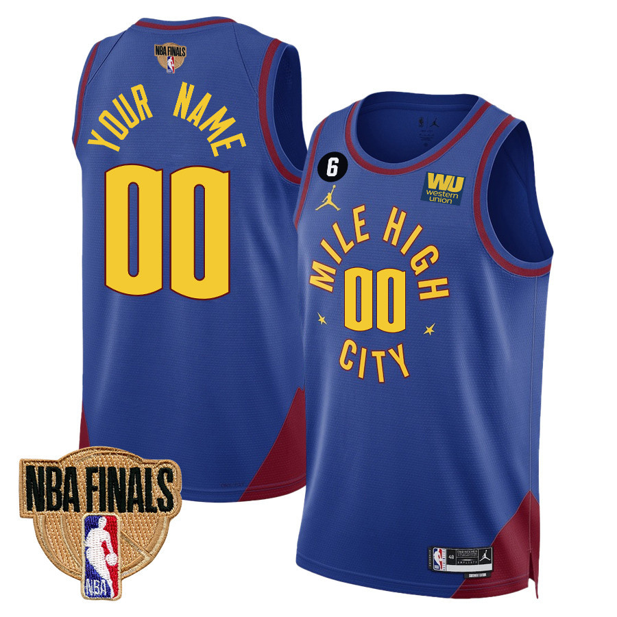 Custom 00 Denver Nuggets Final Champions 2023 Swingman Basketball Jersey - Blue - JS644 
