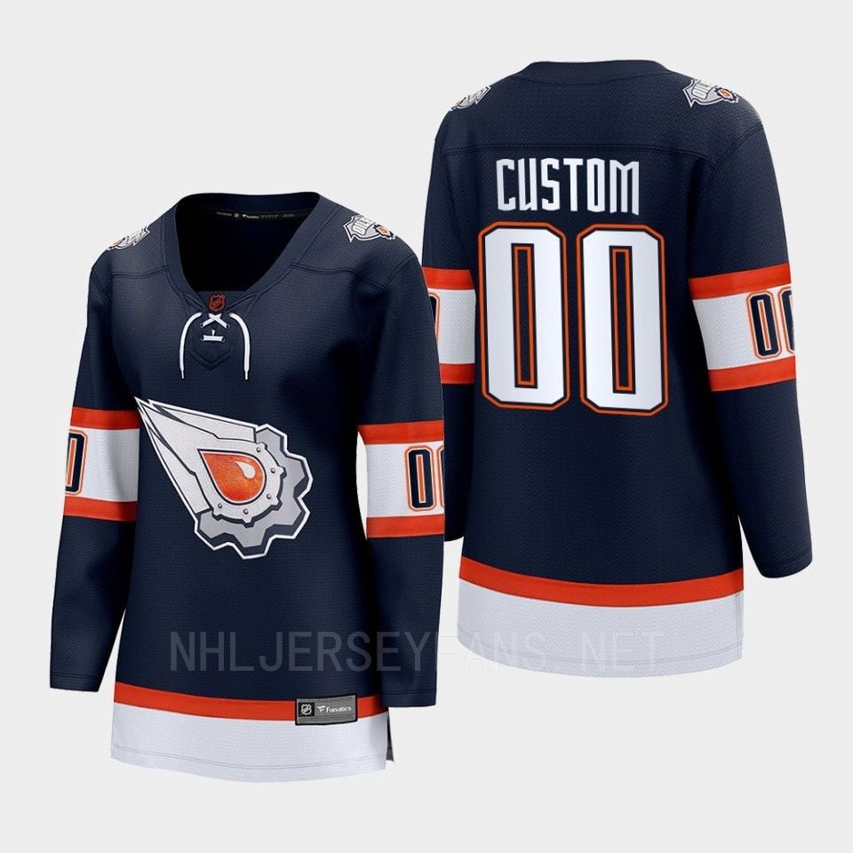Custom 00 Edmonton Oilers 2022 Special Edition 2.0 Women Breakaway Player Retro Hockey Jersey Navy - JS191 