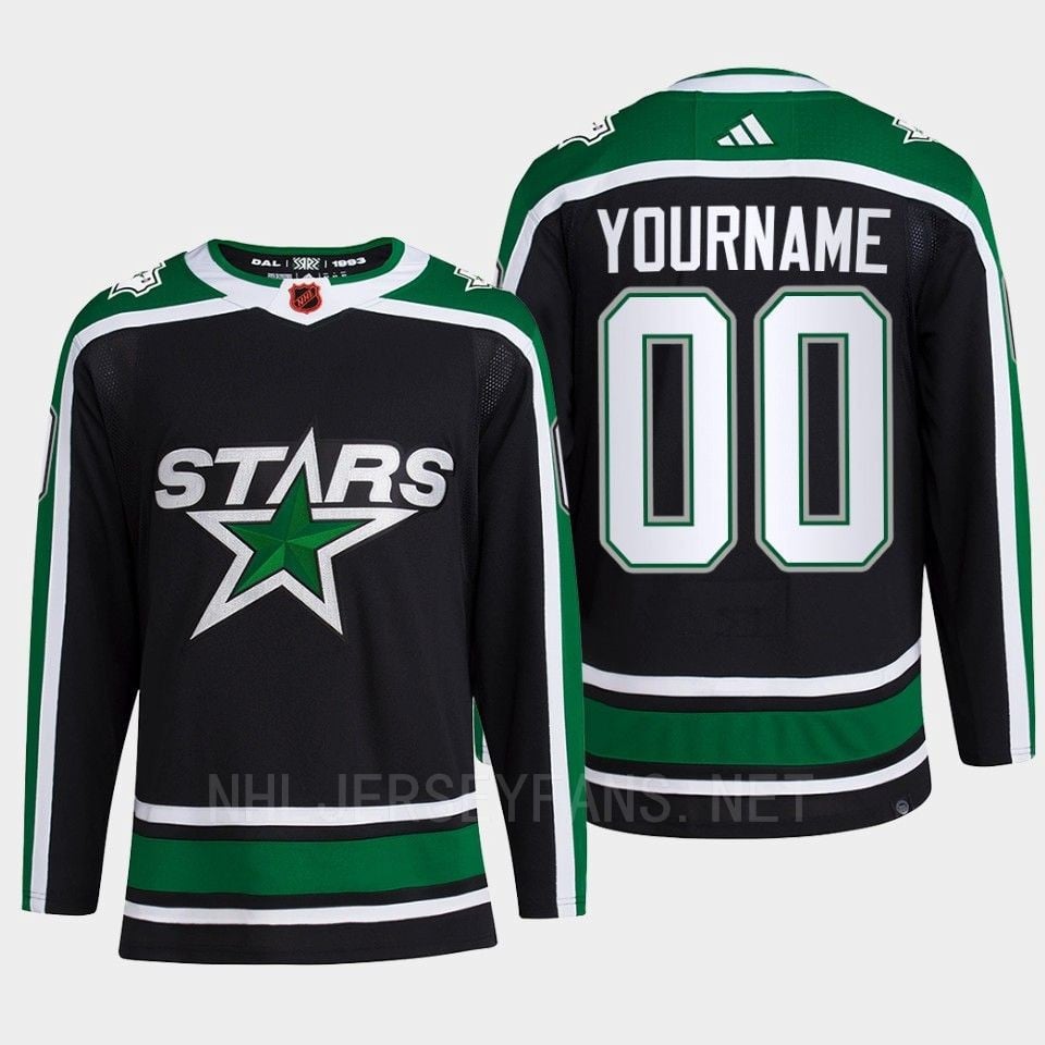 Custom 00 Reverse Retro 2.0 2022 Dallas Stars Black Hockey Jersey Pro Primegreen - JS680 