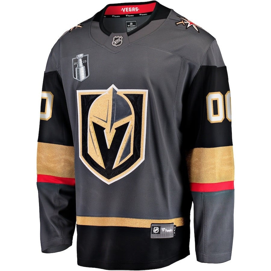 Alternative view of Custom 00 Vegas Golden Knights 2023 Stanley Cup Final Alternate Breakaway Hockey Jersey - Black - JS723 