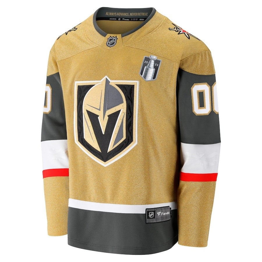 Alternative view of Custom 00 Vegas Golden Knights 2023 Stanley Cup Final Home Breakaway Hockey Jersey - Gold - JS394 