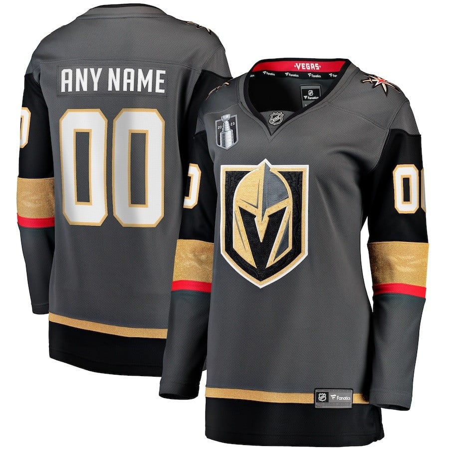 Custom 00 Vegas Golden Knights Women's 2023 Stanley Cup Final Alternate Breakaway Hockey Jersey - Black - JS752 