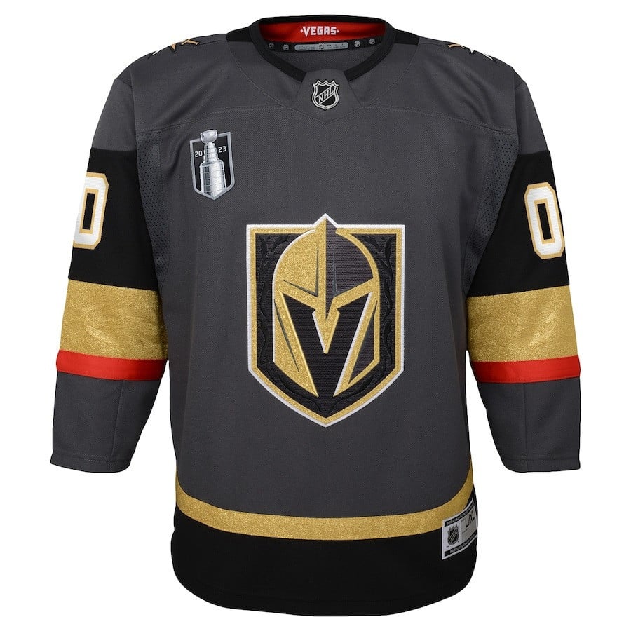 Alternative view of Custom 00 Vegas Golden Knights Youth 2023 Stanley Cup Final Alternate Hockey Jersey - Black - JS909 