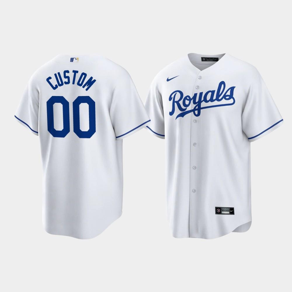 Custom Kansas City Royals White Home Player Baseball Jersey Baseball Jersey 