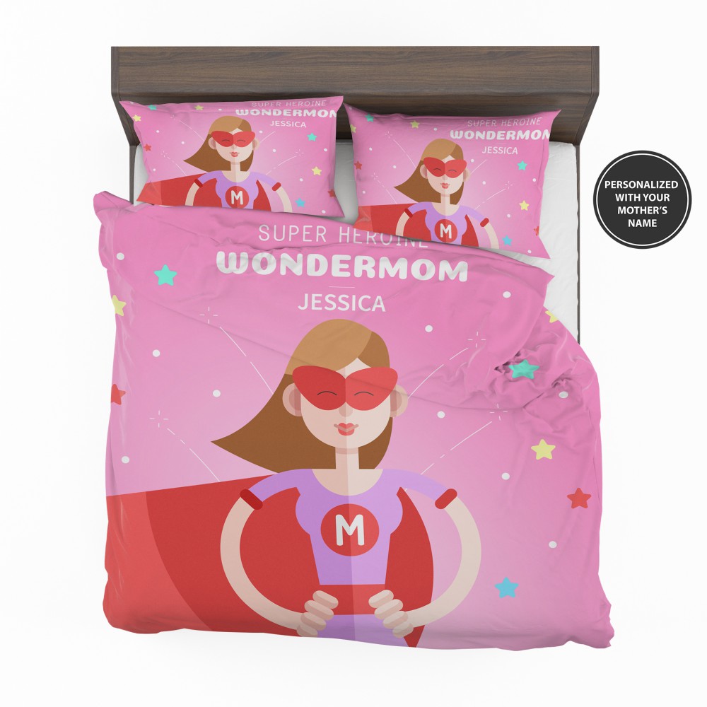 Alternative view of Custom Super Heroine Wonder Mom Personalized Bedding Set - Custom Bedding Set