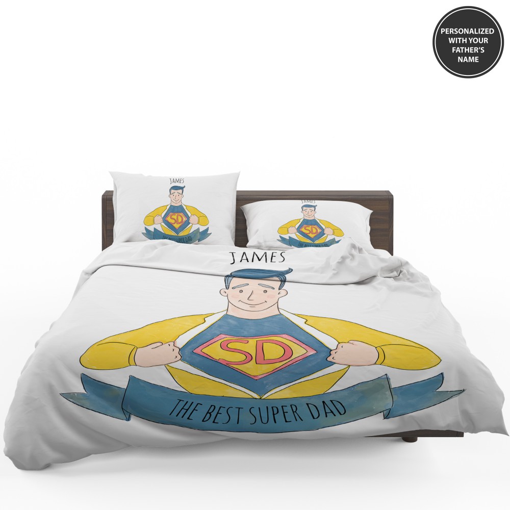 Custom The Best Super Dad Personalized Bedding Set - Custom Bedding Set
