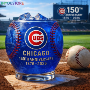 Chicago Cubs 150th Anniversary Baseball-Style Whiskey Glass
