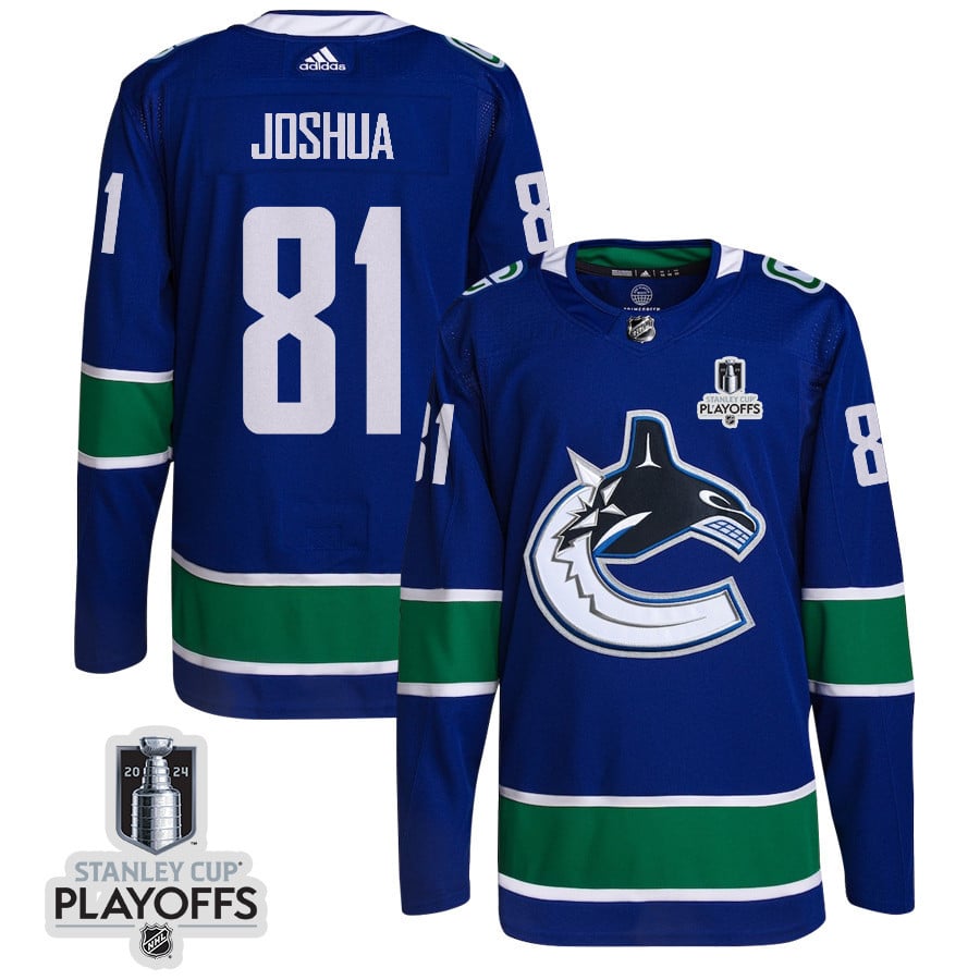 Dakota Joshua 81 Vancouver Canucks 2024 NHL Playoffs Patch Home Hockey Jersey - Men, Blue - JS693 