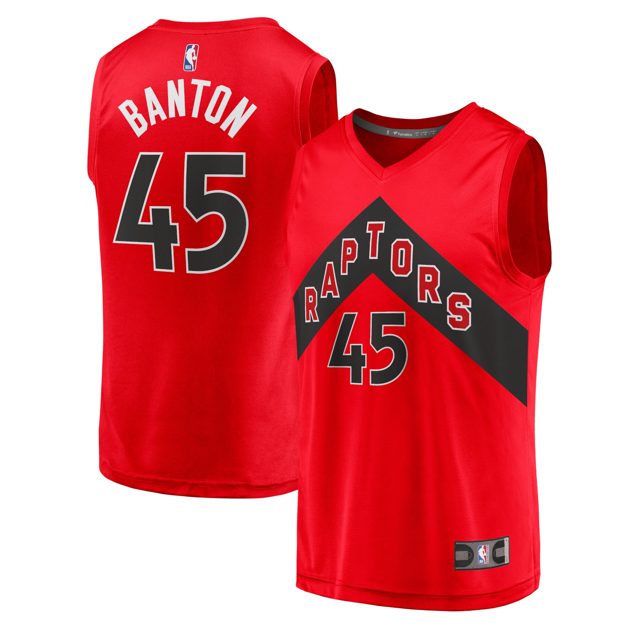 Alternative view of Dalano Banton Toronto Raptors Fanatics Branded 2021/22 Fast Break Replica Basketball Jersey - Icon Edition - Red