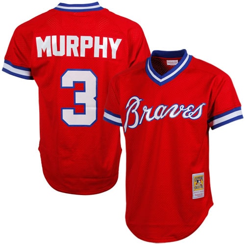 Dale Murphy Atlanta Braves Mitchell & Ness 1980 Authentic Cooperstown Collection Mesh Batting Practice Baseball Jersey - Red