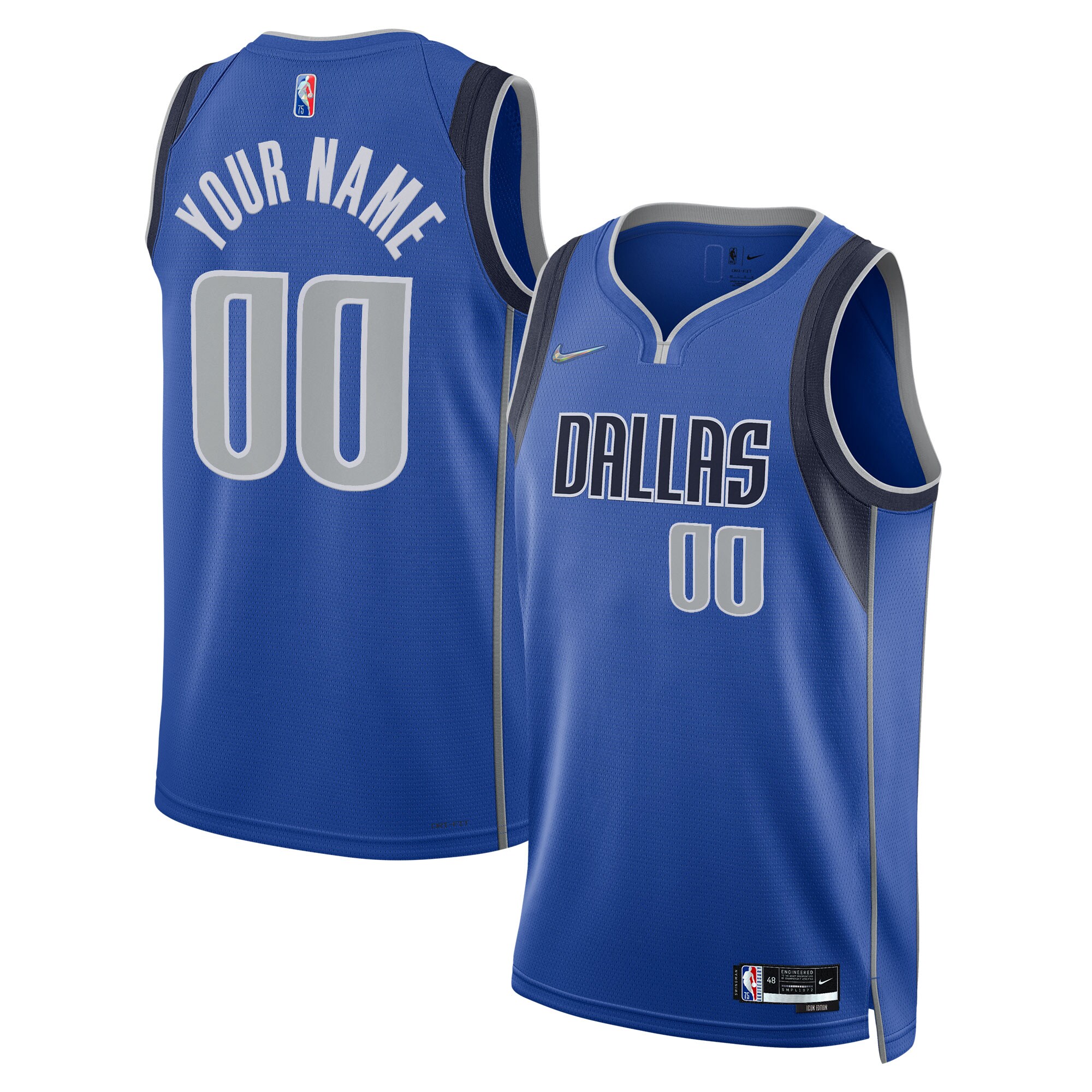 Dallas Mavericks 2021/22 Diamond Swingman Custom Basketball Jersey - Icon Edition - Blue