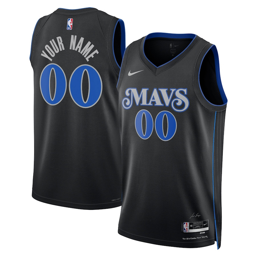 Dallas Mavericks 2023/24 City Edition Swingman Custom Basketball Jersey - Black - JS950 
