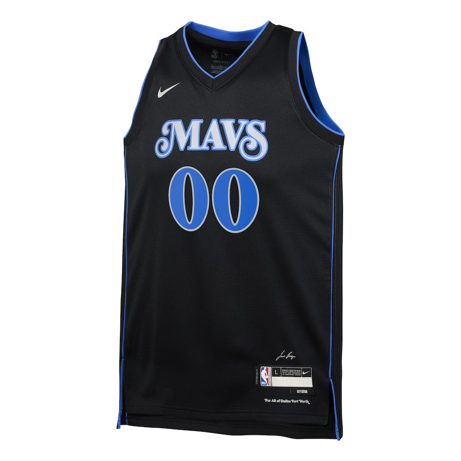 Alternative view of Dallas Mavericks 2023/24 City Edition Swingman Custom YOUTH Basketball Jersey - Black - JS226 