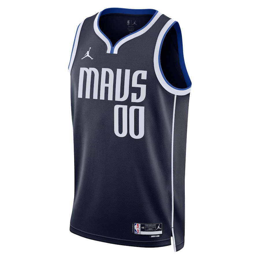 Alternative view of Dallas Mavericks 2023/24 Statement Swingman Custom Men Basketball Jersey - Navy - JS289 
