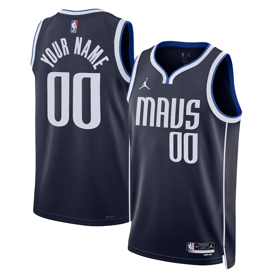 Dallas Mavericks 2023/24 Statement Swingman Custom Men Basketball Jersey - Navy - JS289 