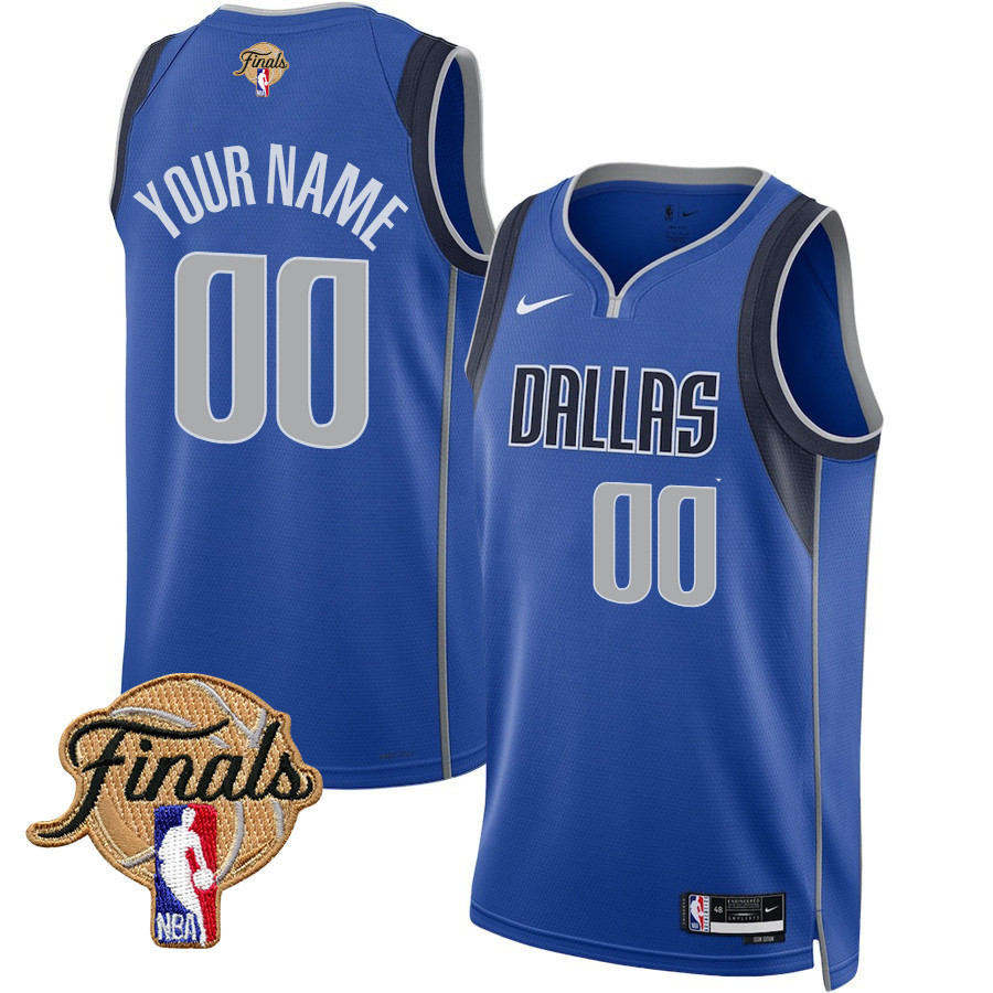 Dallas Mavericks 2024 FINALS PATCH Swingman Basketball Jersey Customized - Icon Edition - Blue - JS427 