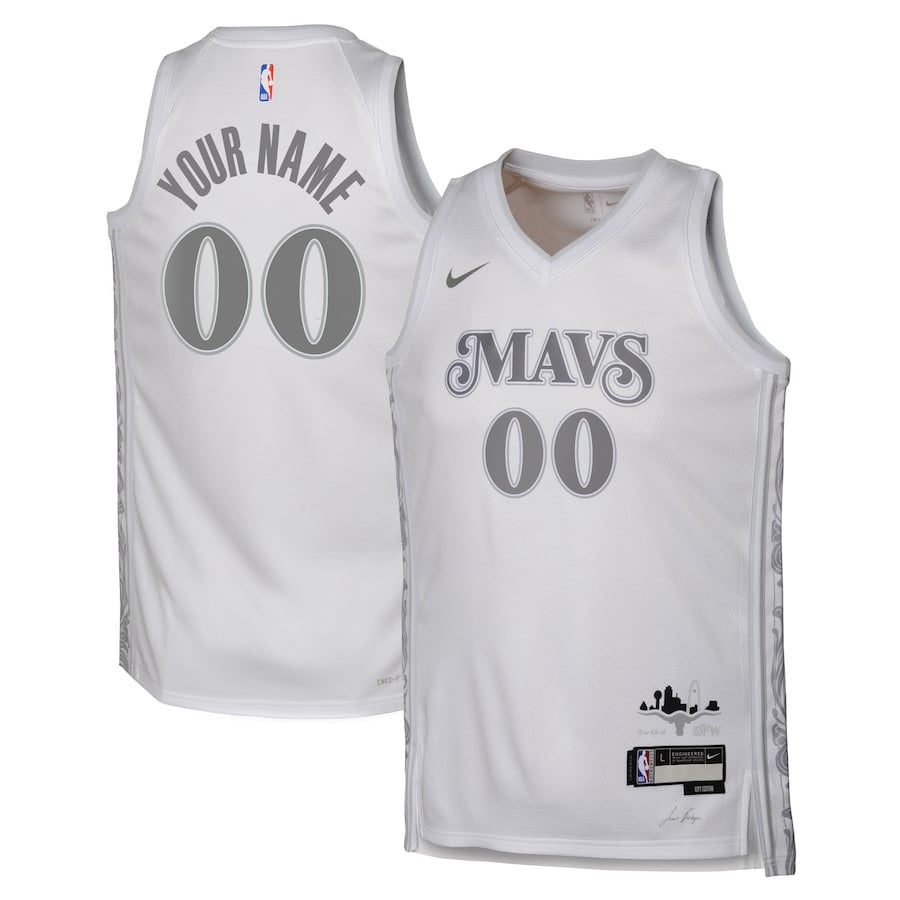 Dallas Mavericks 2024/25 Swingman Custom YOUTH Basketball Jersey - City Edition - White - JS250 