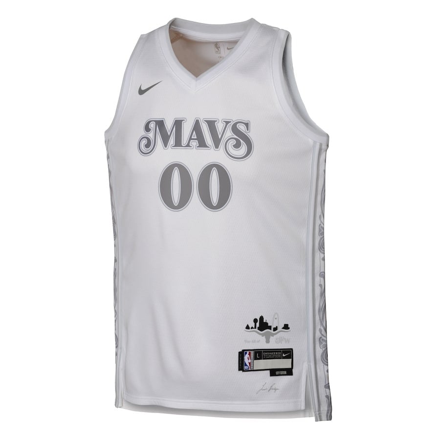 Alternative view of Dallas Mavericks 2024/25 Swingman Custom YOUTH Basketball Jersey - City Edition - White - JS250 