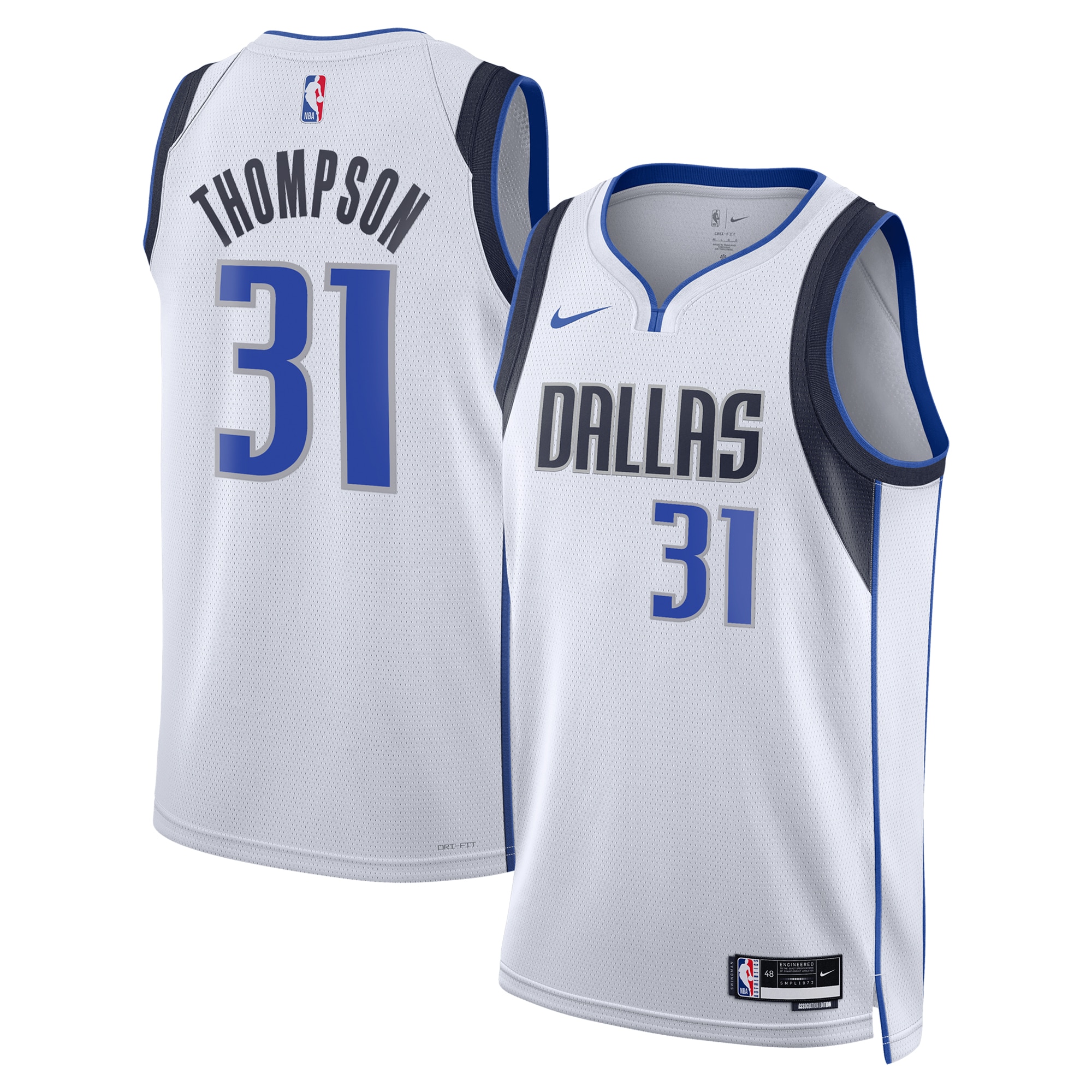 Dallas Mavericks Association Edition Swingman Basketball Jersey - White - Klay Thompson - Unisex - JS326 